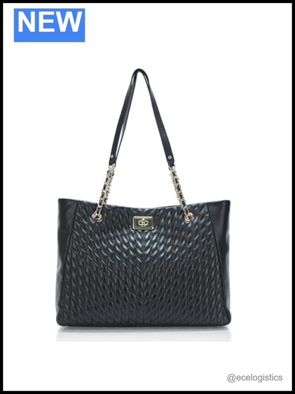Faux Leather Tote Handbag with Shoulder Strap
